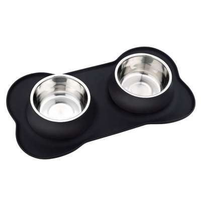 Stainless Steel Dog Bowl with No Spill Non-Skid Silicone Mat 53 oz Feeder Bowls Pet Bowl for Dogs Cats and Pets