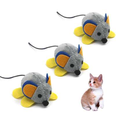 Cute Funny Pet Cat Mice Toy Shaking Rat Toy Pet Plush Pull Ring Vibration Toys Automatic Forward Mouse