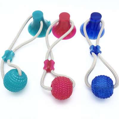 Dog Toy Suction cup Molar bite ball Interactive fun Pet rope chew toy suction cup dog Tooth Cleaning/Chewing bite ball toy